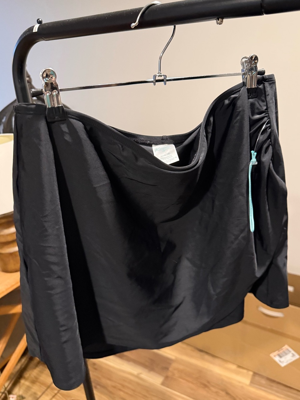 NWT Kona Sol Black  Skirt with Side Drawstring Swim bottoms